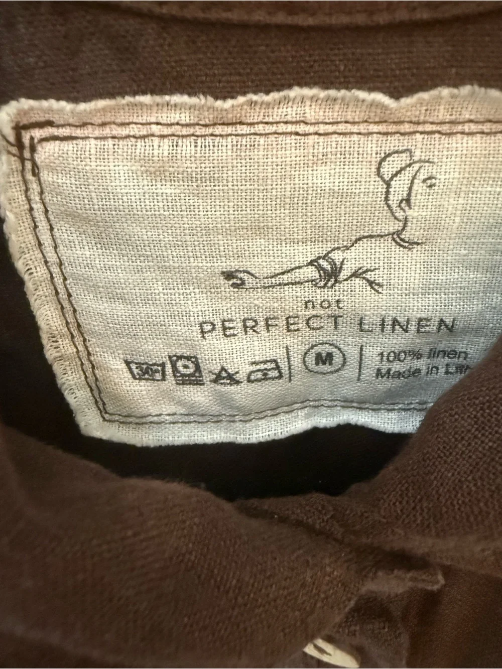 notPERFECTLINEN Ottowa Brown Button-Front Linen Shirt Dress with Tie Waist- EUC - Picture 2 of 6